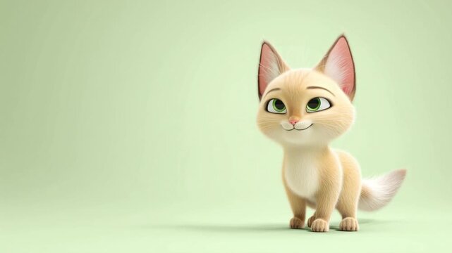 A charming animated kitten shines in a playful digital art style perfect for captivating children's imaginations.