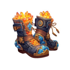 Enchanted Crystal Boots Fantasy Game Asset