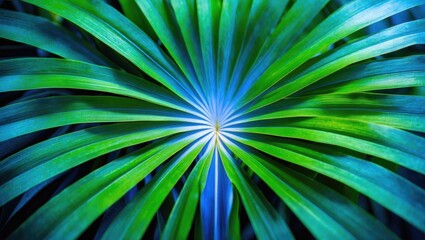 Obraz premium Colorful leaf pattern with blue and green shades, showcasing natural lines and structure. Botanical and plant life, vibrant foliage. The concept of nature and plant growth.