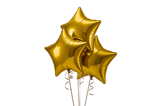 gold star balloons metallic shiny reflective strings party decor celebration festive
