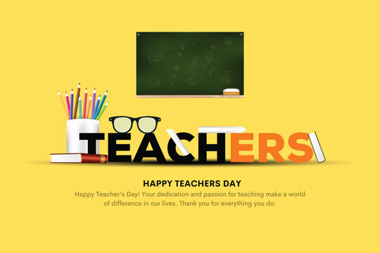 Happy teachers day creative background design. Vector illustration for education concept.
