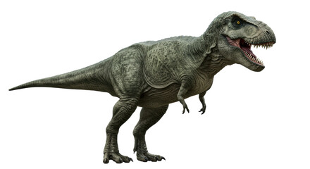 Fototapeta premium A hyper-realistic, full-body Tyrannosaurus Rex in a powerful static pose, isolated on a transparent studio background with soft lighting, symbolizing monumental corporate strength