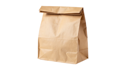 Simple brown paper lunch bag isolated on white background for eco-friendly packing solutions