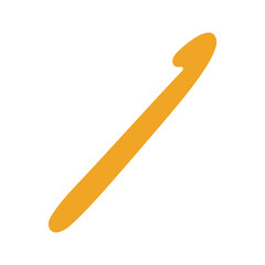 Vector crochet hook illustration in flat design. Simple tool icon for knitting, crochet, and handmade projects. Minimalist craft equipment element. Cute crochet hook clipart.