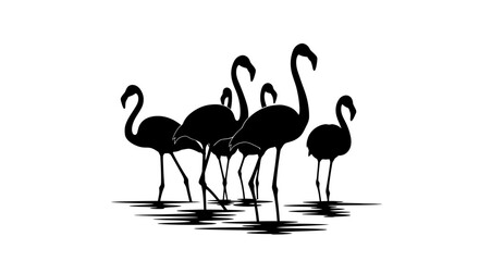 Naklejka premium elegant flamingo silhouettes perfect for tropical designs branding and wildlife projects seeking a chic minimalist aesthetic
