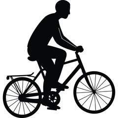 Obraz premium Silhouette Man Cycling Bicycle Bike Ride Commute