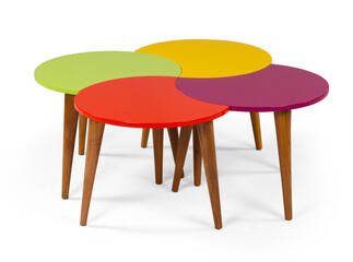 wooden coffee table isolated on white background . Colored coffee table