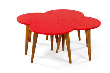 wooden coffee table isolated on white background . Colored coffee table