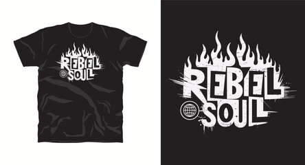Fototapeta premium rebel soul typography text t-shirt design vector file, motivational tshirt design, inspritional t-shirt desgin print