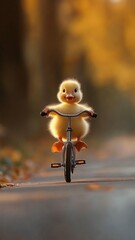 Cute Duckling on a Bike