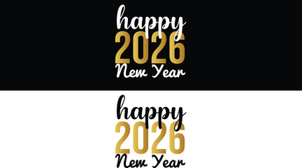 Happy New Year 2026 Modern Text Design &ndash; Festive Typography Graphic