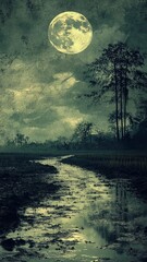 Moonlit Marsh: Night Creek