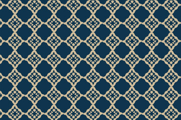 Fototapeta premium Ornamental Grid Diamond Grille Seamless Pattern Blue Luxury