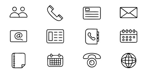 Communication icons set featuring phone, email, and contacts  