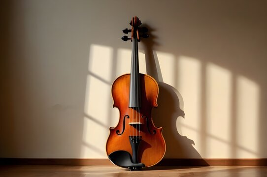 "Classic Wooden Violin Resting in Sunlight"