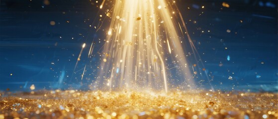 Golden Sparks Showering Down on a Shimmering Surface