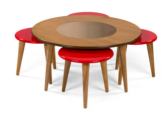 wooden coffee table isolated on white background . Colored coffee table