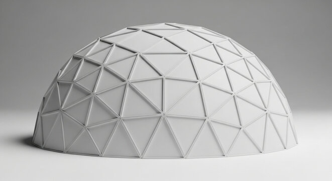 Geodesic dome structure design architecture building construction abstract white geometric pattern render