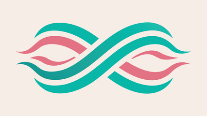 Obraz premium Intertwined Teal and Pink Waves Forming an Infinity Symbol on a Light Background peach