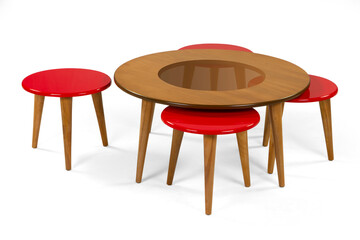 wooden coffee table isolated on white background . Colored coffee table