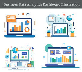 Business Data Analytics Dashboard Illustration