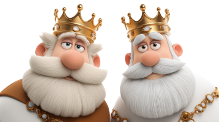 Cartoon kings with golden crowns