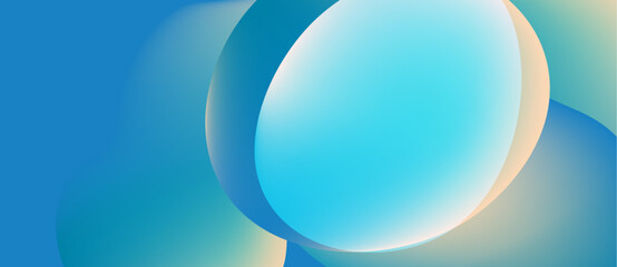 Abstract background features overlapping circles. Colors blend from blue to peach tones. Soft gradients create smooth transitions, modern aesthetic.