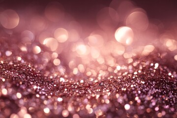 Sfondo scintillante bokeh rosa dorato, particelle luminose sfocate, texture astratta elegante per design.