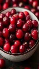 Bowl of Red Cranberries