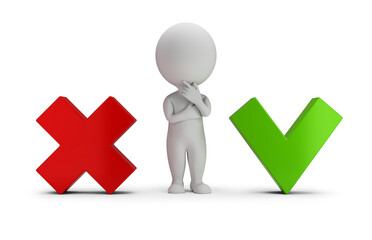 3d small people - cross and checkmark