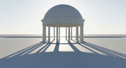 White gazebo architectural design with columns and shadows in bright sunlight architecture structure design