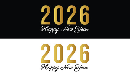 2026 Happy New Year Text Typography – Festive Greeting Design