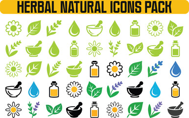 Herbal Natural Icons 48 Perfect Botanical Graphics