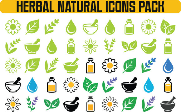 Herbal Natural Icons 48 Perfect Botanical Graphics
