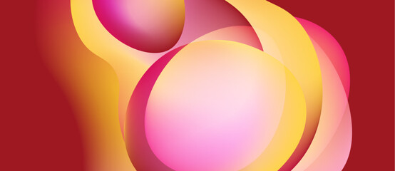 Abstract composition featuring overlapping circles, gradients. Warm colors dominate, creating dynamic visual effect. Smooth transitions, modern design.