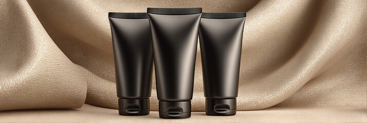 TRE TUBI COSMETICI NERI OPACHI VUOTI