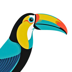 Obraz premium Vibrant toucan bird with a large colorful beak stylized illustration tropical wildlife