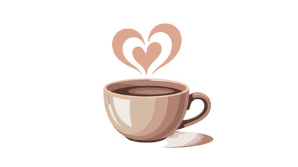 A cup of coffee, with steam in the shape of hearts.