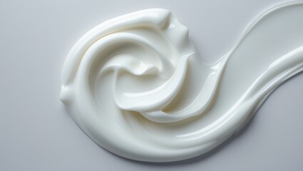 Cream or yogurt swirled on a smooth surface with a silky texture. Smooth, creamy, and elegant.