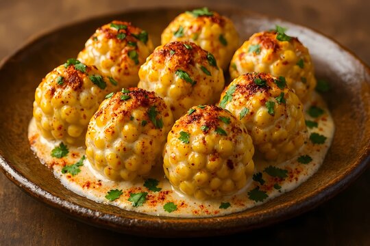 Creamy Corn Balls with Chili & Cilantro &ndash; Rustic Street Food Delight
