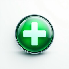 Fototapeta premium Green plus sign icon design element for medical healthcare or add button interface symbol