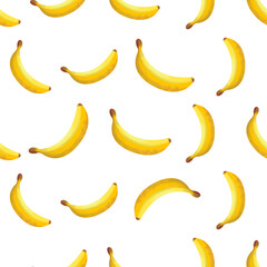 Seamless banana fruit pattern on white background