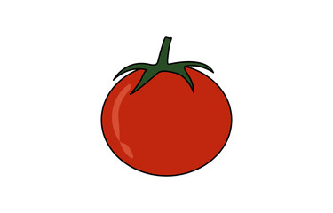 Tomato with slices flat vector illustration clipart isolated on transparent background