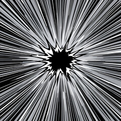 Abstract comic book flash explosion radial lines on transparent background. Vector illustration superhero design. Bright black light strip burst. Flash ray blast glow. Speed lines Manga frame. Anime