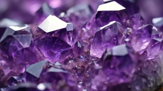 Beautiful sparkling amethyst crystal cluster close-up