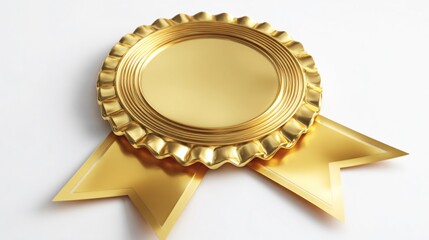 Elegant Golden Seal with Gold Ribbons Isolated on White Background