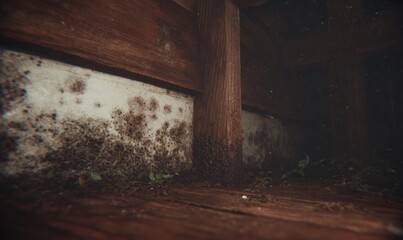 Obraz premium 床下空間の黒カビの成長