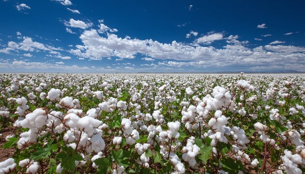 CAMPO DI COTONE MATURO SOTTO UN CIELO SERENO