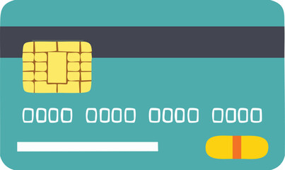 Teal Credit Card Illustration Flat Design Vector