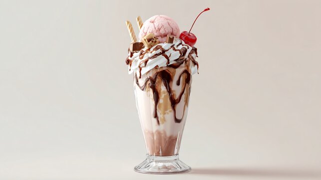 Delicious ice cream milkshake on white background for adobe stock photos